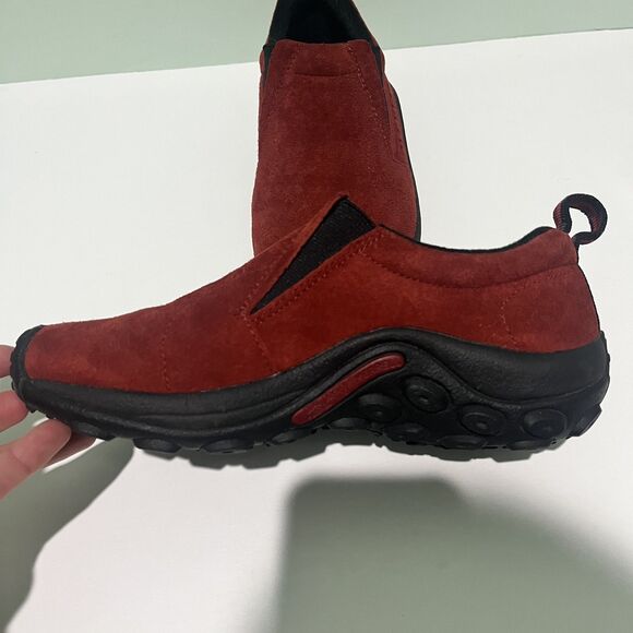 Merrell Shoes Women's Size 6.5 Jungle Moc Red Sunset Suede Leather Slip On Mules - Picture 9 of 14
